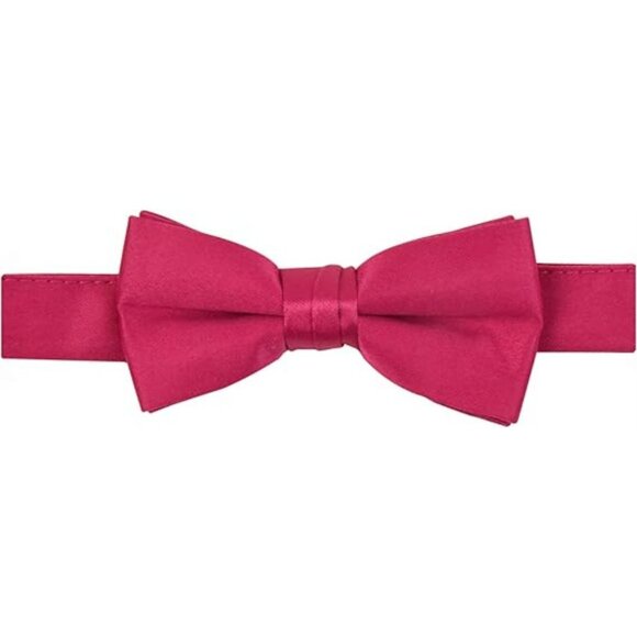 HOLD'EM Bow Tie Boys and Baby Satin Solid Color Adjustable Pre-tied - Fuchsia - Picture 1 of 7